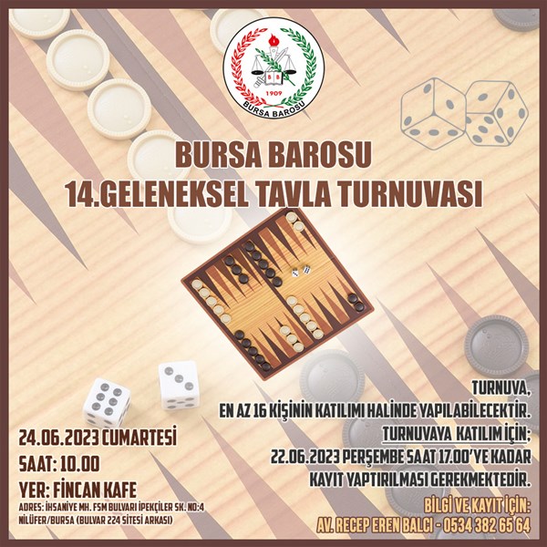 BURSA BAROSU 14.GELENEKSEL TAVLA TURNUVASI